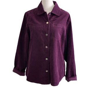 CHICO’S Women’s Purple Mini Corduroy Button Down Top Size:Medium